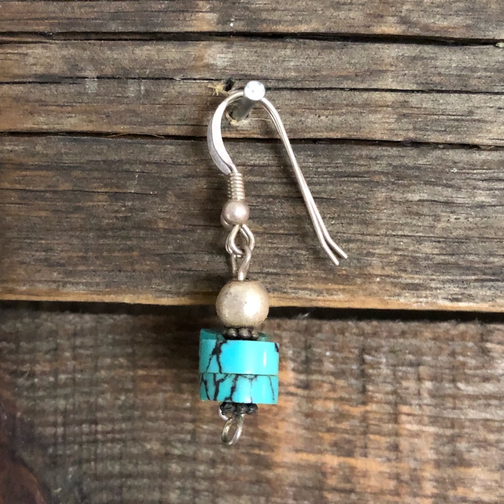 Vintage Heishe Turquoise Sterling Silver Earrings